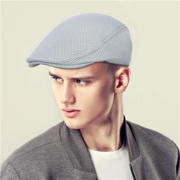 3 Pieces Mens Mesh Flat Cap Breathable Summer Newsboy Hat Cabbie Flat Cap - Picture 5 of 7